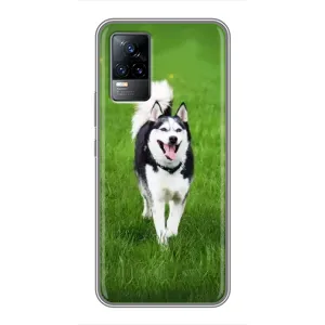 Чехол с Хаски для Vivo V21 - (AlphaPrint) (Радостный Хаски)