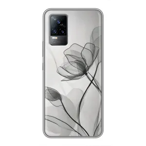 Чохол з квітковим принтом на ViVO V21E (Чорні квіти)