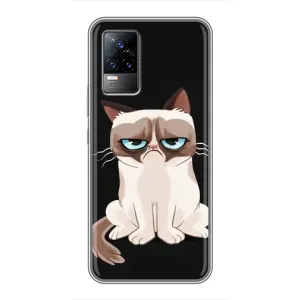 Чохол з принтом для Vivo V21E (AlphaPrint) Модні коти (Сумний кіт)