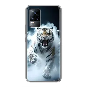 Чехол с картинкой «Хищники» для Vivo V21E (Белый тигр в дыму)