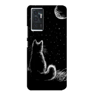 Чехол с принтом для Vivo V23e (AlphaPrint) Модные коты (Котик и луна)