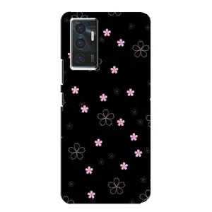 Чехол с розовым рисунком для Vivo V23e (Розовые цветы на черном)