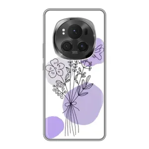 Силиконовый чехол с принтом в цветах на ViVO X200 PRO (Букет фиолетовая абстракция)
