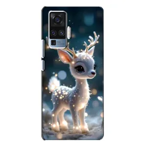 Яркий чехол для Vivo X50 Pro с Зимними Оленятами (Блестящий олененок)