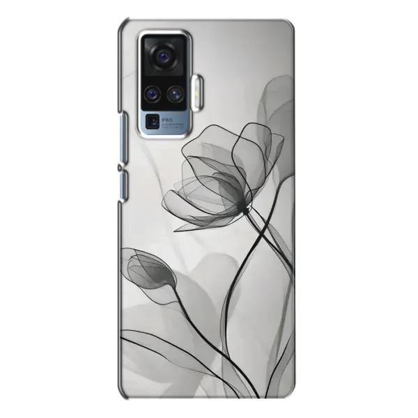 Чехол с принтом «Черные цветы» для Vivo X50 Pro