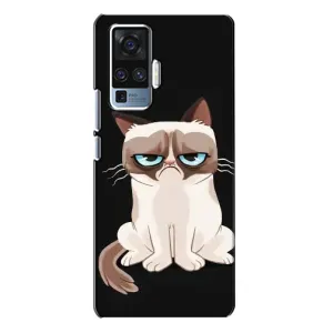 Чехол с принтом для Vivo X50 Pro (AlphaPrint) Модные коты (Грустный кот)