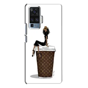 Чехлы Луи Витон для Vivo X50 Pro (AlphaPrint - LOUIS VUITTON) (кофе LOUIS VUITTON)