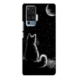 Чехол с принтом для Vivo X50 Pro (AlphaPrint) Модные коты (Котик и луна)