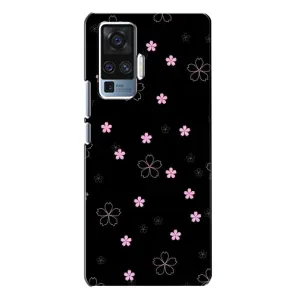 Чехол с розовым рисунком для Vivo X50 Pro (Розовые цветы на черном)