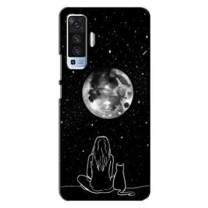 Чехол с рисунком кот на Vivo X50 (Девушка с котом)