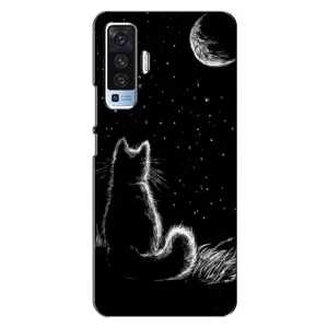Чехол с принтом для Vivo X50 (AlphaPrint) Модные коты (Котик и луна)