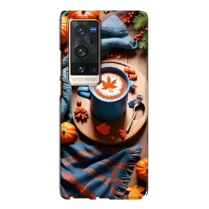 Чохол з унікальним дизайном 'Осінь з кавою' для Vivo X60 Pro Plus (Кава і гарбузики)