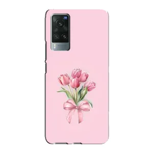 Чехол с розовым рисунком для Vivo X60 Pro (Букет цветов)