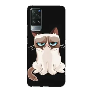 Чехол с принтом для Vivo X60 Pro (AlphaPrint) Модные коты (Грустный кот)