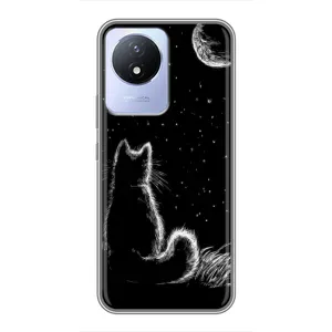 Чохол з принтом для Vivo Y02 (AlphaPrint) Модні коти (Котик і місяць)