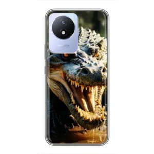 Чехол с картинкой «Хищники» для Vivo Y02 (Опасный крокодил)