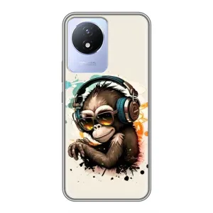 Чехол с Обезьянами Vivo Y02 - (AlphaPrint) (Макака в наушниках)