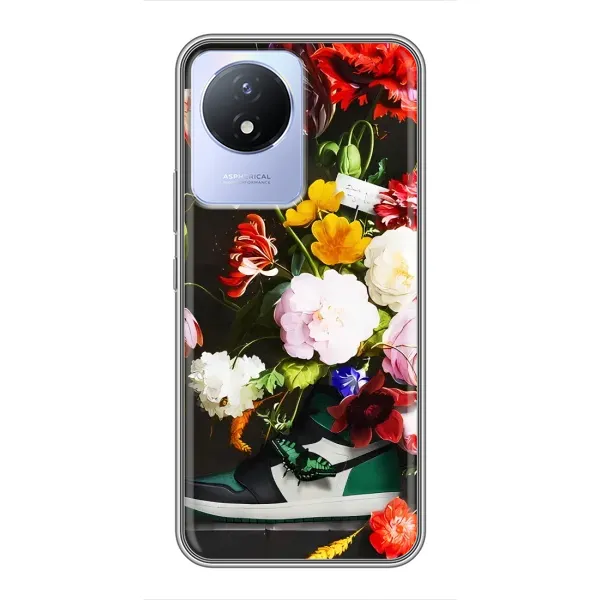 Чехол с принтом «Nike цветы» для Vivo Y02