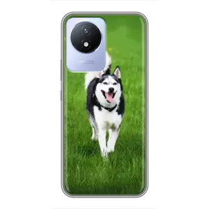 Чехол с Хаски для Vivo Y02 - (AlphaPrint) (Радостный Хаски)