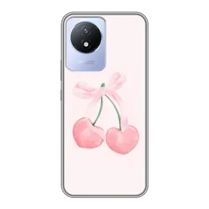 Чехол с розовым рисунком для Vivo Y02 (Розовые вишни)