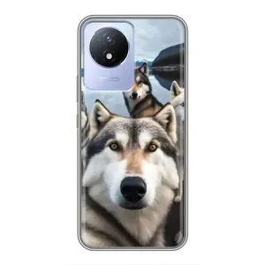 Чехол с Хаски для Vivo Y02 - (AlphaPrint) (Селфи ХАски)