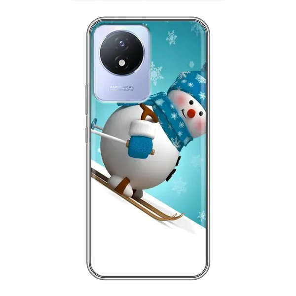 Чехол с принтом «Снеговик на лыжах» для Vivo Y02