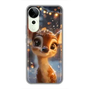 Яркий чехол для Vivo Y04s с Зимними Оленятами (Олененок среди гирлянд)