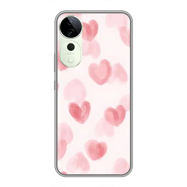Чехол с принтом «Розовые сердечки» для Vivo Y04s