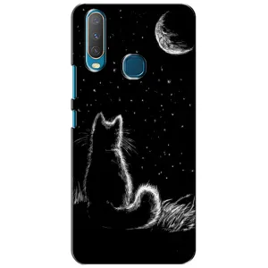 Чохол з принтом для ViVO Y15 (AlphaPrint) Модні коти (Котик і місяць)