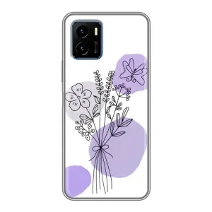 Силконовий чохол з принтом в квітах на Vivo Y15s (Букет фіолетова абстракція)