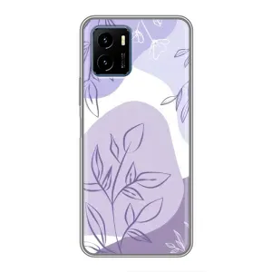 Силконовий чохол з принтом в квітах на Vivo Y15s (Фіолетове листя абстракція)