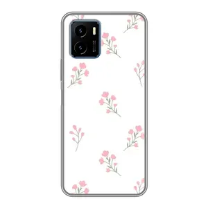 Чехол с розовым рисунком для Vivo Y15s (Розовые цветы)