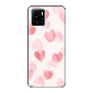 Чехол с розовым рисунком для Vivo Y15s (Розовые сердечки)