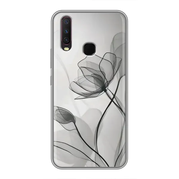 Чехол с принтом «Черные цветы» для Vivo Y17