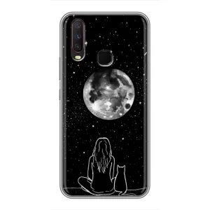 Чехол с рисунком кот на ViVO Y17 (Девушка с котом)