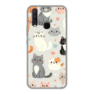 Чехол с рисунком кот на ViVO Y17 (Коллаж котов)