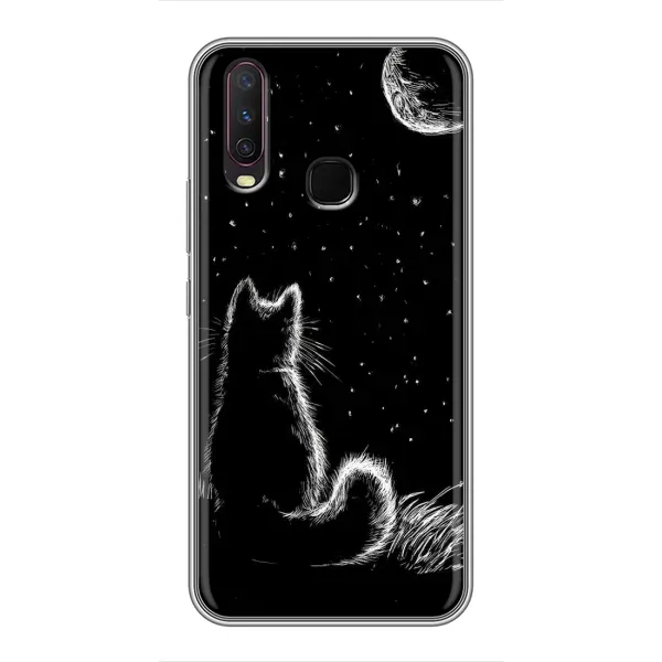 Чехол с принтом «Котик и луна» для Vivo Y17