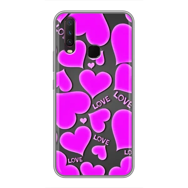 Чехол с принтом «Pink hearts» для Vivo Y17