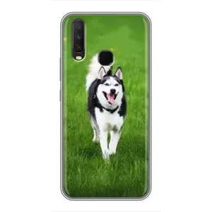 Чехол с Хаски для ViVO Y17 - (AlphaPrint) (Радостный Хаски)