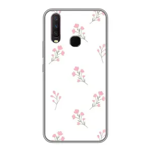 Чехол с розовым рисунком для ViVO Y17 (Розовые цветы)