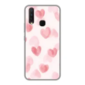 Чехол с розовым рисунком для ViVO Y17 (Розовые сердечки)