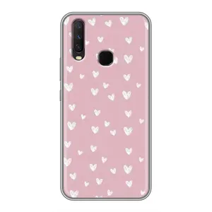 Чехол с розовым рисунком для ViVO Y17 (Сердечки на розовом)