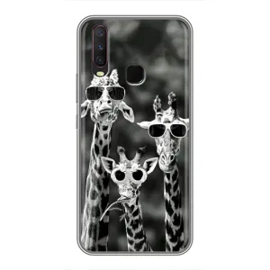 Силиконовый чехол с КАРТИНКАМИ лето для ViVO Y17 (AlphaPrint) (Жирафы в очках)
