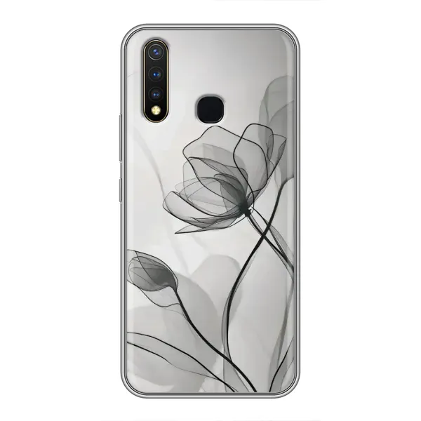 Чохол з принтом «Чорні квіти» для Vivo Y19