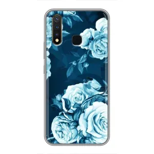 Чехлы (ART) Цветы на Vivo Y19 (VPrint) (Голубые Бутоны)