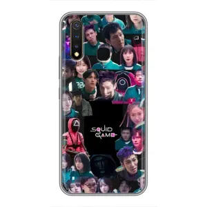 Чехол Гра в кальмара для Vivo Y19 (Коллаж Игра кальмара)
