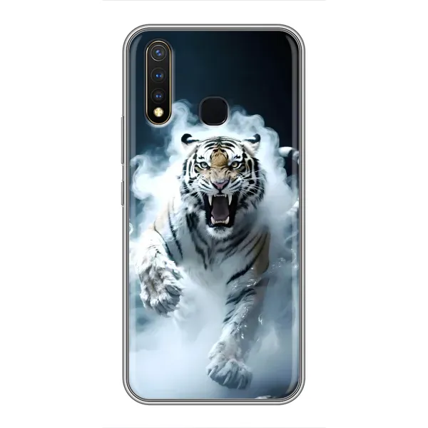 Чохол з принтом «Білий тигр у диму» для Vivo Y19