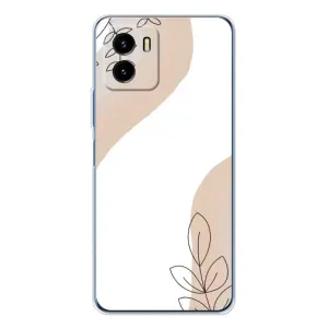 Силконовий чохол з принтом в квітах на Vivo Y19s Pro (Нюдова гілочка абстракція)