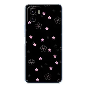 Чохол з розовим принтом для Vivo Y19s Pro (Рожеві квіти на чорному)