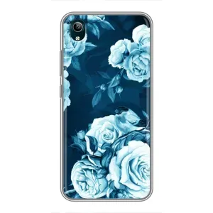 Чехлы (ART) Цветы на ViVO Y1s (VPrint) (Голубые Бутоны)